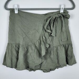 Princess Polly Salem Linen Wrap Mini Skirt Size 0
